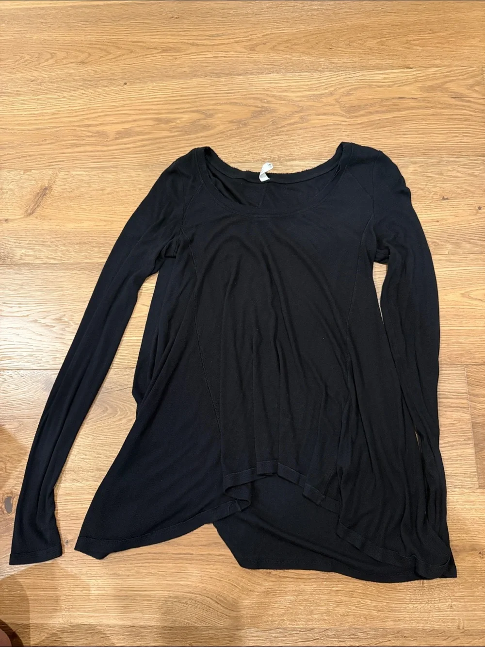 Free People Black Scoop Neck Long Sleeve Top